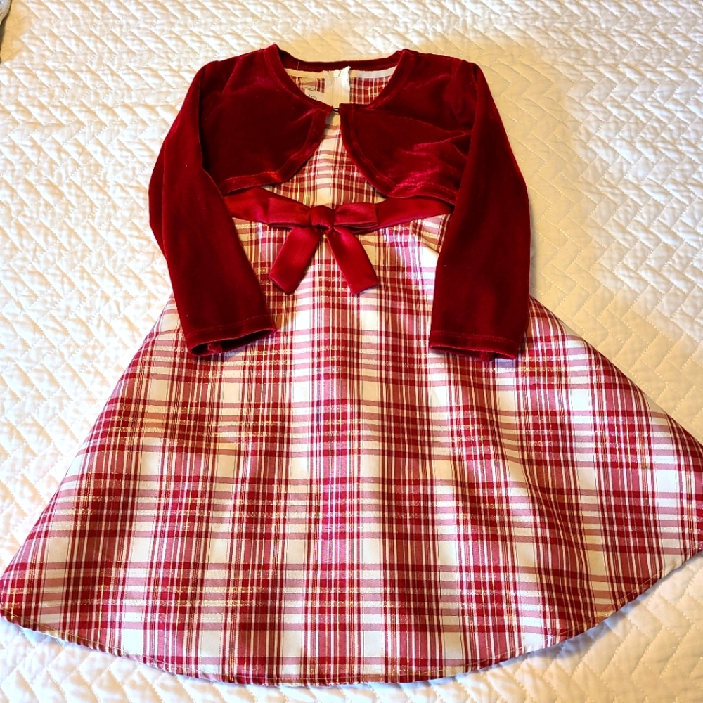 Toddler Gilr Red Plaid Holiday Dress